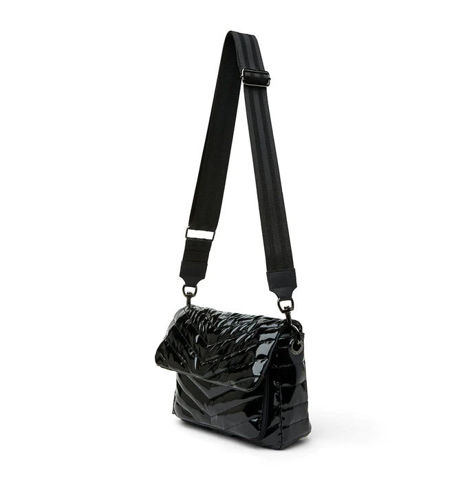 The Muse Crossbody Bag in Black Patent