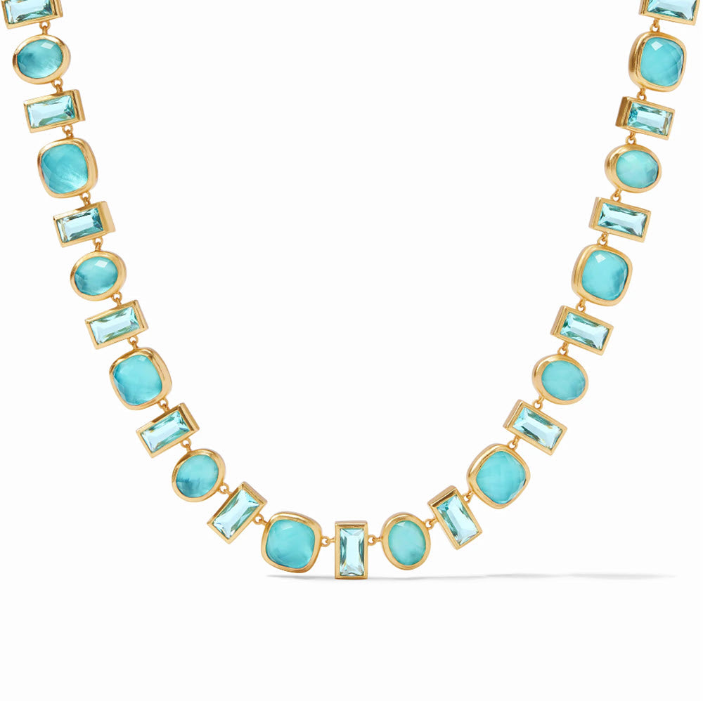 The Antonia Tennis Necklace in Iridescent Bahamian Blue