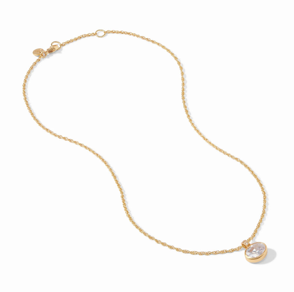 The Antonia Solitaire Necklace in Gold CZ