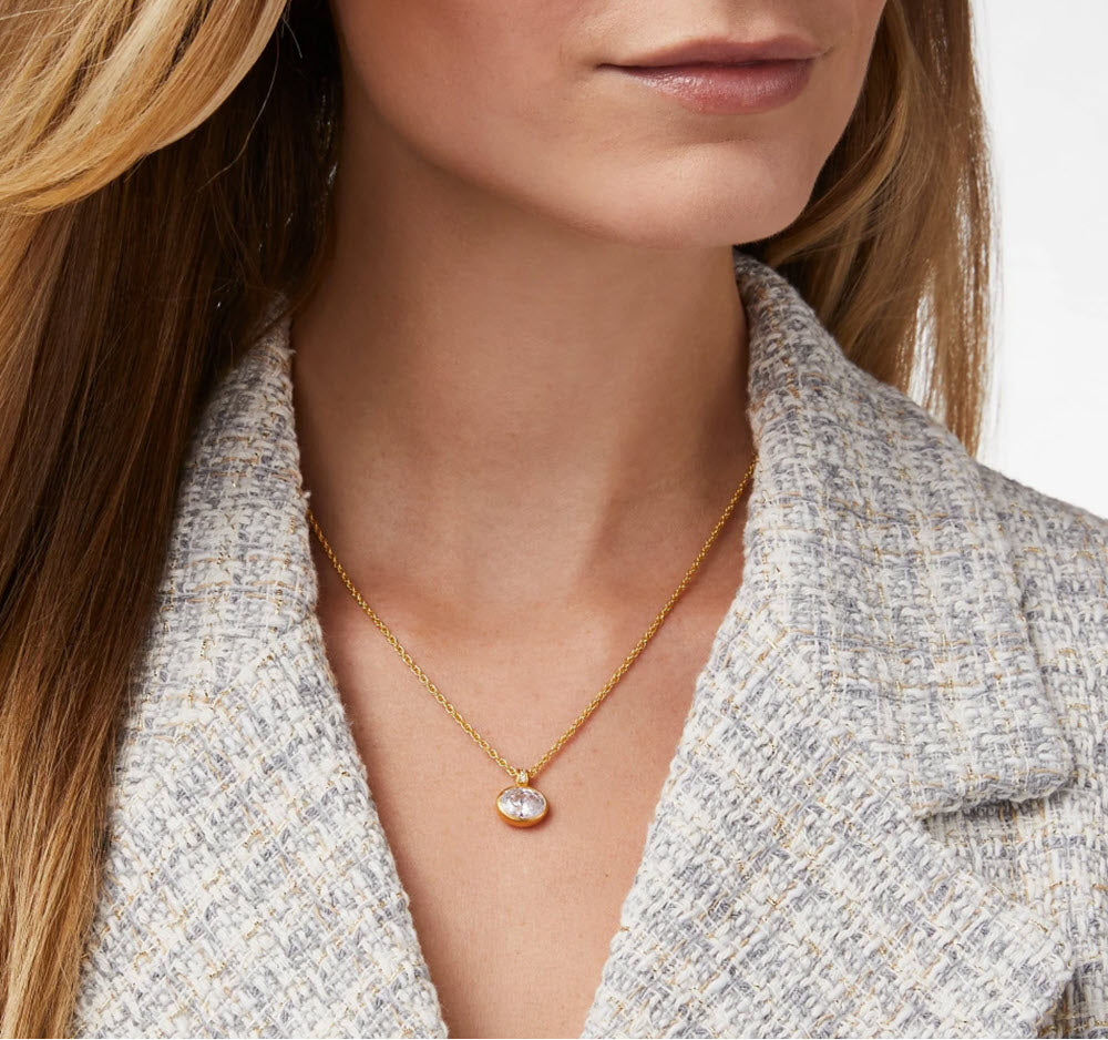 The Antonia Solitaire Necklace in Gold CZ