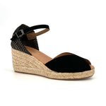 Load image into Gallery viewer, The Peep Toe Espadrille in Black
