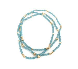 The Set of Three Bead Stretch Bracelets in Turquoise