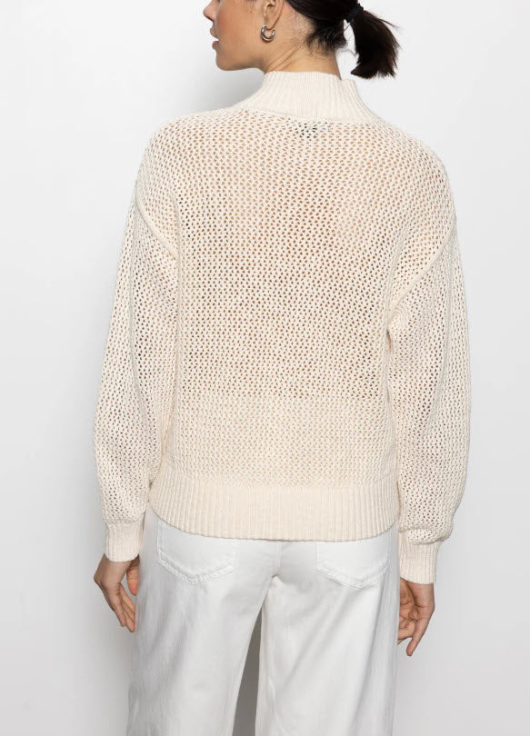 The Open Knit 1/2 Zip Sweater in Natural