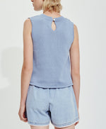 Load image into Gallery viewer, The Crochet Denim Top in Chambray
