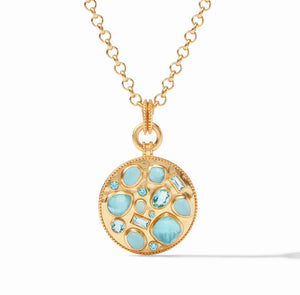 The Antonia Mosaic Pendant Necklace in Iridescent Bahamian Blue