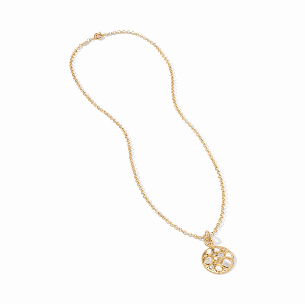 The Antonia Mosaic Pendant Necklace in Clear Crystal