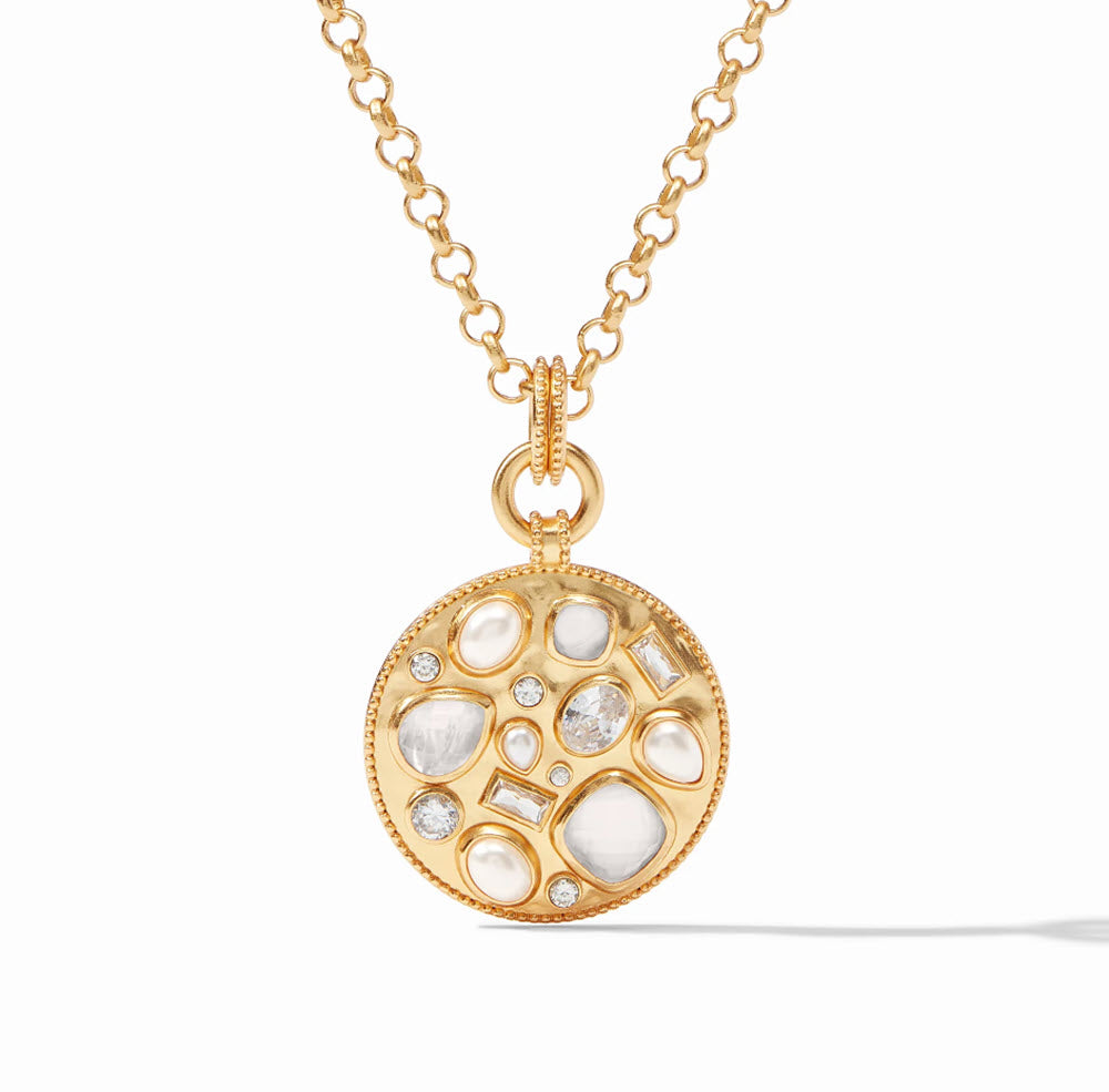 The Antonia Mosaic Pendant Necklace in Clear Crystal