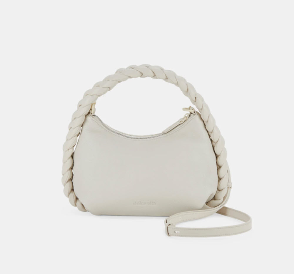 The Braided Leather Strap Crossbody in Ivory