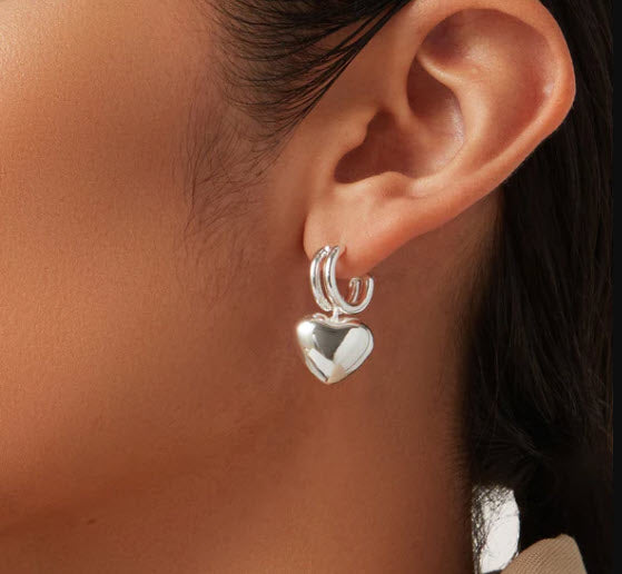 The Puffy Heart Earing in Silver