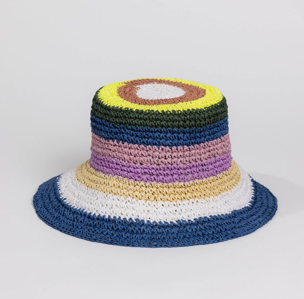 The Stripe Bucket Hat in Navy