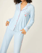 Load image into Gallery viewer, The Stripe Rose PJ Set in Dream Blue

