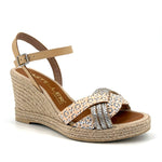 Load image into Gallery viewer, The Metallic Braid High Espadrille in Crema Silver
