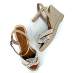 Load image into Gallery viewer, The Metallic Braid High Espadrille in Crema Silver

