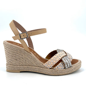 The Metallic Braid High Espadrille in Crema Silver
