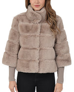 Load image into Gallery viewer, The Crop Faux Fur Jacket in Taupe
