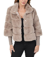 Load image into Gallery viewer, The Crop Faux Fur Jacket in Taupe

