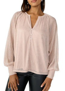 The Metallic Blouse in Pink Champagne