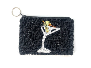 The Beaded Martini Pouch in Black White