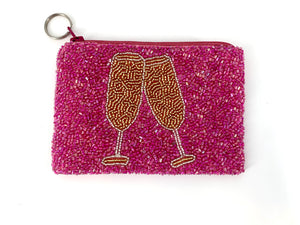 The Beaded Champagne Pouch in Pink Gold