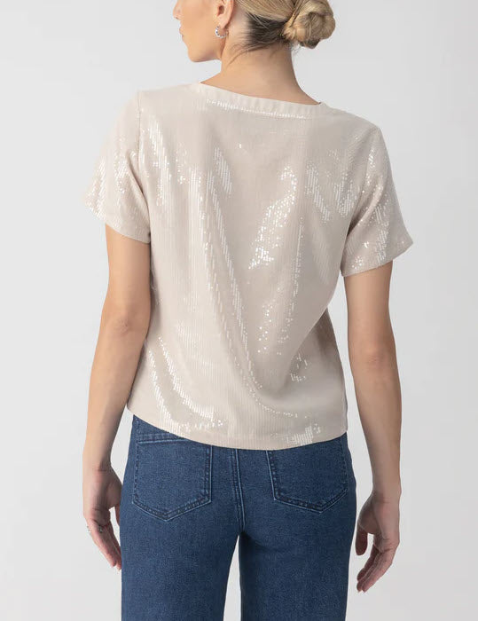 The Sequin Tee in Frosted Almond