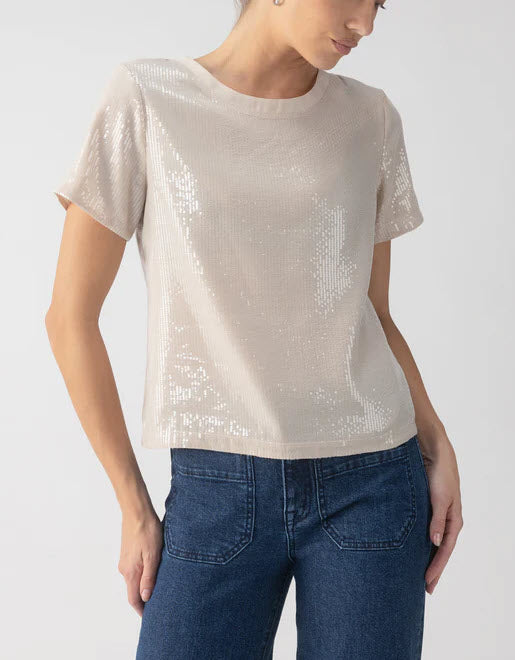 The Sequin Tee in Frosted Almond