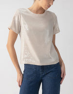 Load image into Gallery viewer, The Sequin Tee in Frosted Almond
