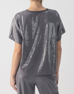 Load image into Gallery viewer, The Sequin Tee in Gunmetal
