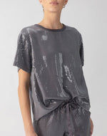 Load image into Gallery viewer, The Sequin Tee in Gunmetal
