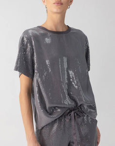 The Sequin Tee in Gunmetal