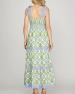 Load image into Gallery viewer, The Self Tie Floral Maxi Dress in Green Blue
