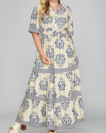 Load image into Gallery viewer, The Floral Short Sleeve Maxi Dress in Blue
