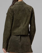 Load image into Gallery viewer, The Suede Crop Jacket in Olive
