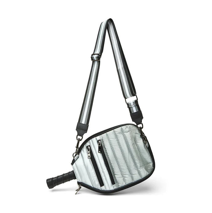 The Sporty Sleeve Pickle Racket Cover in Silver Liquid