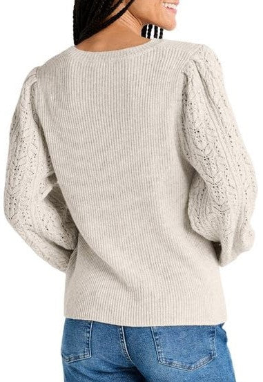 The Pointelle Sweater in Oat Heather