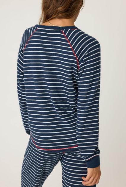 The Stripe Crew Neck in Midnight