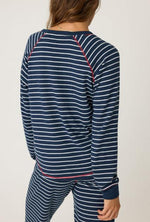 Load image into Gallery viewer, The Stripe Crew Neck in Midnight
