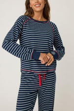 Load image into Gallery viewer, The Stripe Crew Neck in Midnight
