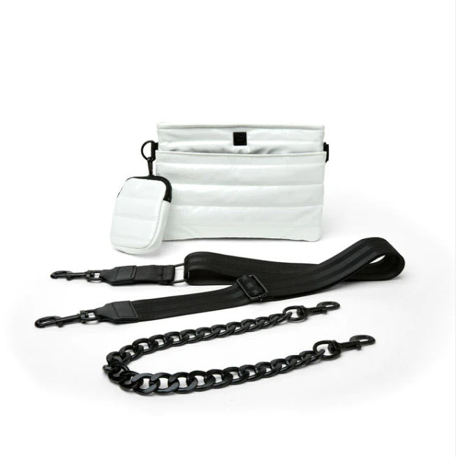 The Downtown Crossbody in White Patent