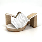 Load image into Gallery viewer, The Woven Platform Slide Sandal in White
