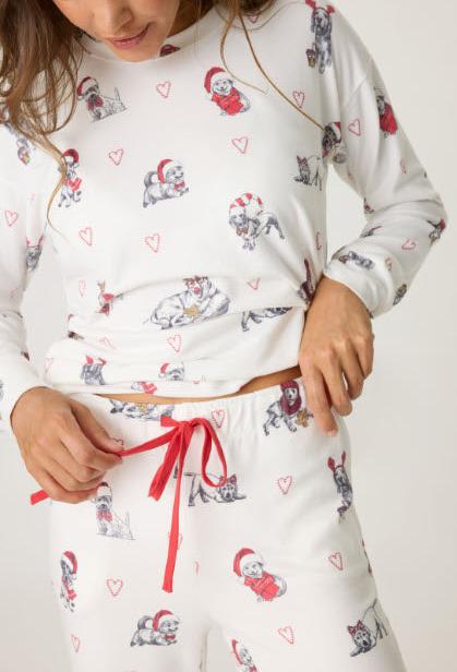 The Candy Canes Dog PJ Set in Ivory