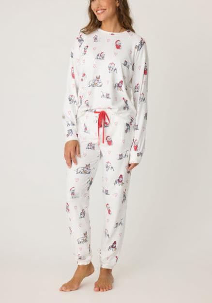 The Candy Canes Dog PJ Set in Ivory