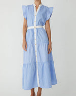 Load image into Gallery viewer, The Stripe Maxi Shirt Dress in Blue White
