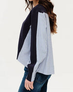 Load image into Gallery viewer, The Mixed Media Cardigan in Navy
