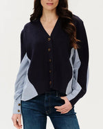 Load image into Gallery viewer, The Mixed Media Cardigan in Navy
