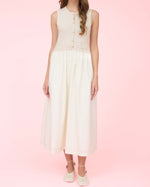 Load image into Gallery viewer, The Knit Mixed Media Dress in Cream
