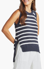 Load image into Gallery viewer, The Stripe Sweater Tank in Navy White
