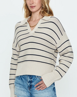 Load image into Gallery viewer, The Stripe V-Neck Shaker in Dove Navy
