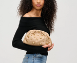 Load image into Gallery viewer, The Gold Stud Clutch in Nude
