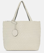 Load image into Gallery viewer, The Reversible Woven Tote in Cream &amp; Silver
