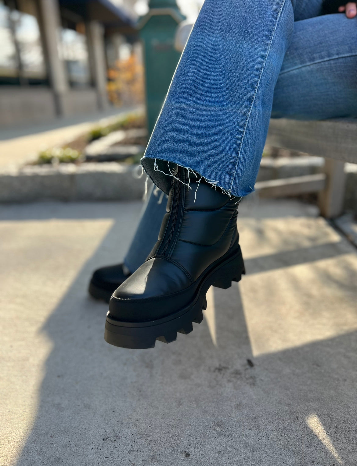 The Center Zip Quilted Nylon Boot in Black